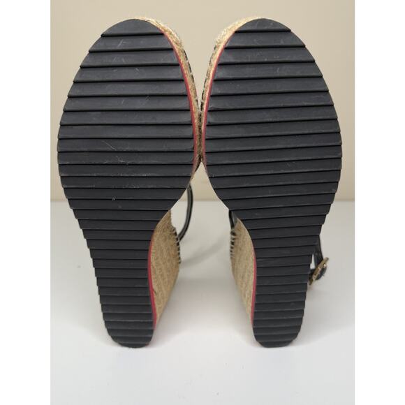 Diane Von Furstenberg Palermo Espadrille Womens 10M Black Floral Canvas Wedge - Picture 10 of 11